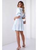 Dezentes Kleid mit Rüschen am Ausschnitt, Hellblau 30440 - Online-Shop - Boutique